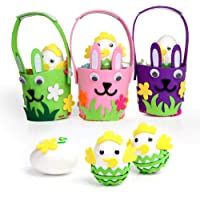 Aparty4u - Cesta de Pascua de Fieltro con Huevos de Espuma para Niños- Cubos de Conejo de Color DIY para Fiesta Favor…